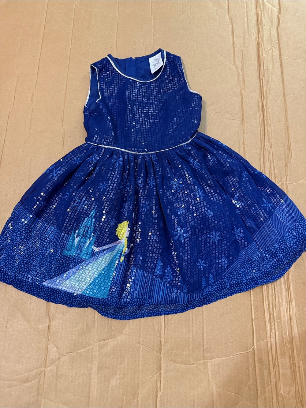 Disney Blue Sequin Princess Dress with Aurora Motif